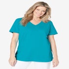 Short-Sleeve V-Neck Shirred Tee image number null