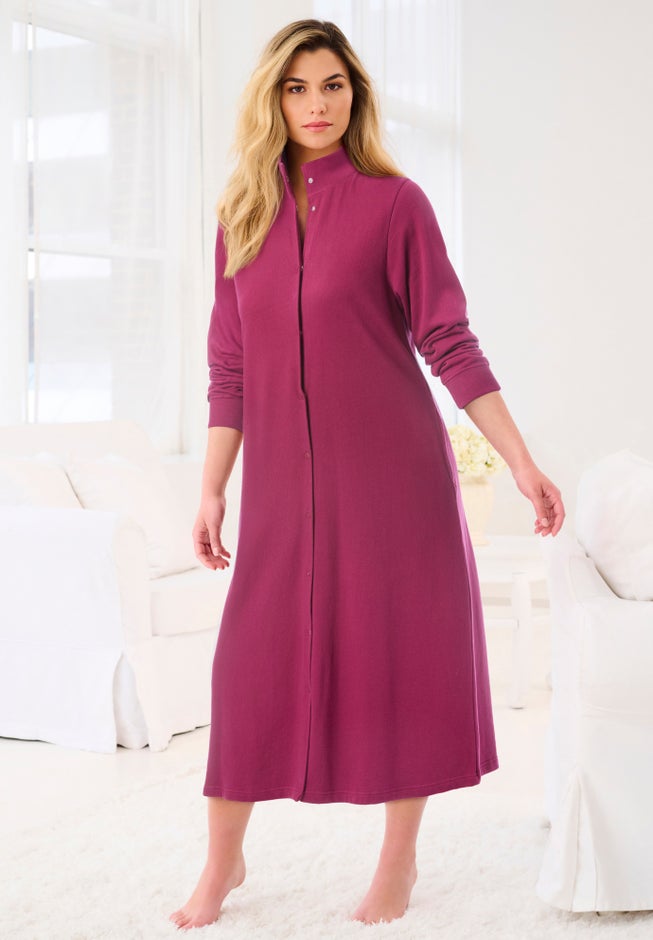 Only Necessities® Fleece Snap-Front Robe image number 4
