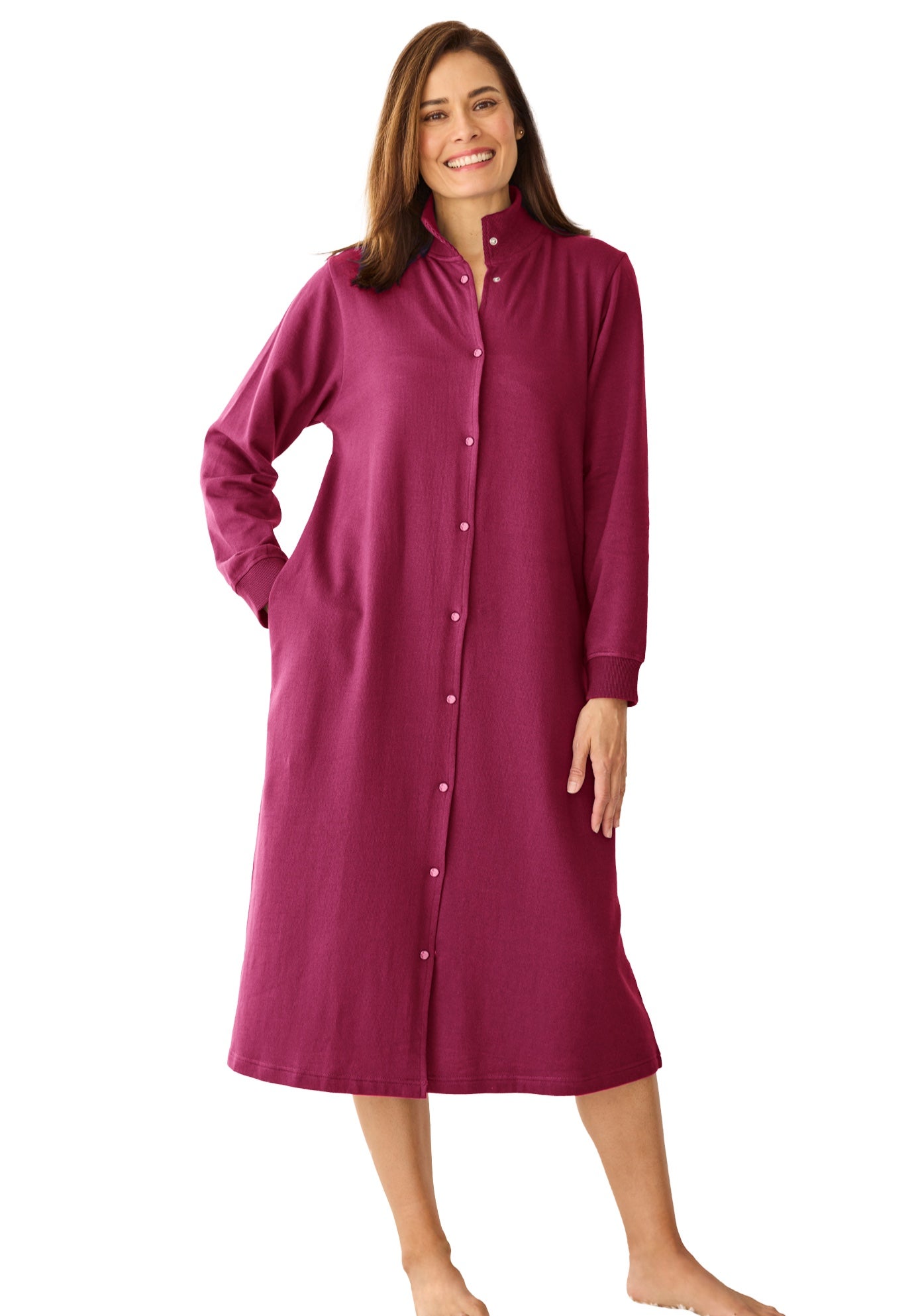 Only Necessities® Fleece Snap-Front Robe image number 0