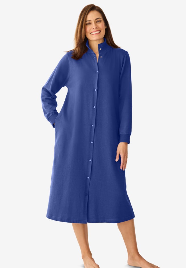 Woman Robe With Snaps Only Necessities® Fleece Snap-Front Robe | Woman Within