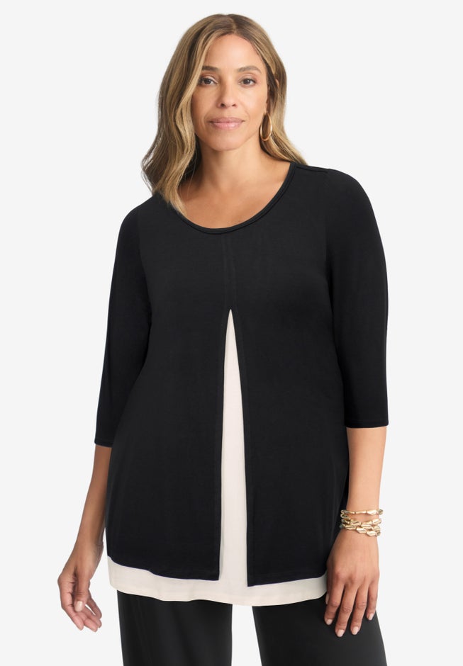 Crew Neck Double Layered Tunic image number 0