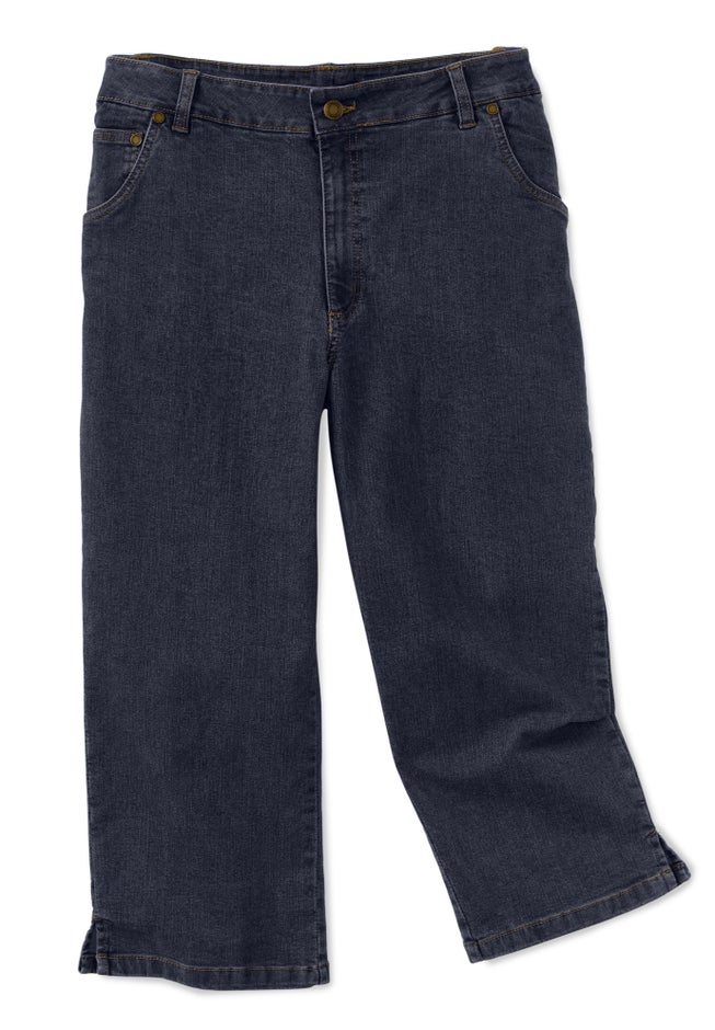 Perfect 5-Pocket Back-Elastic Denim Capri image number 1