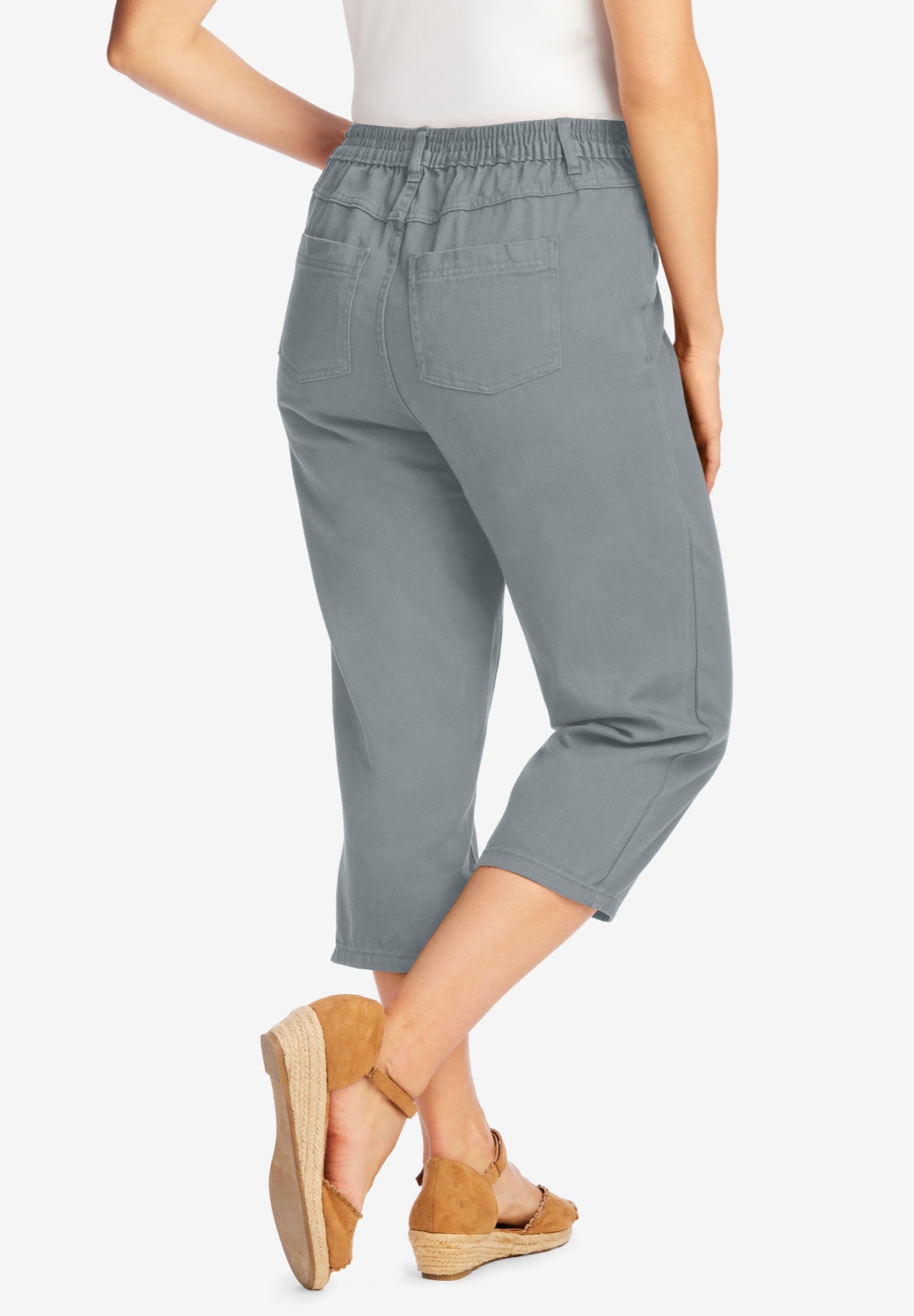 Perfect 5-Pocket Back-Elastic Denim Capri image number 1