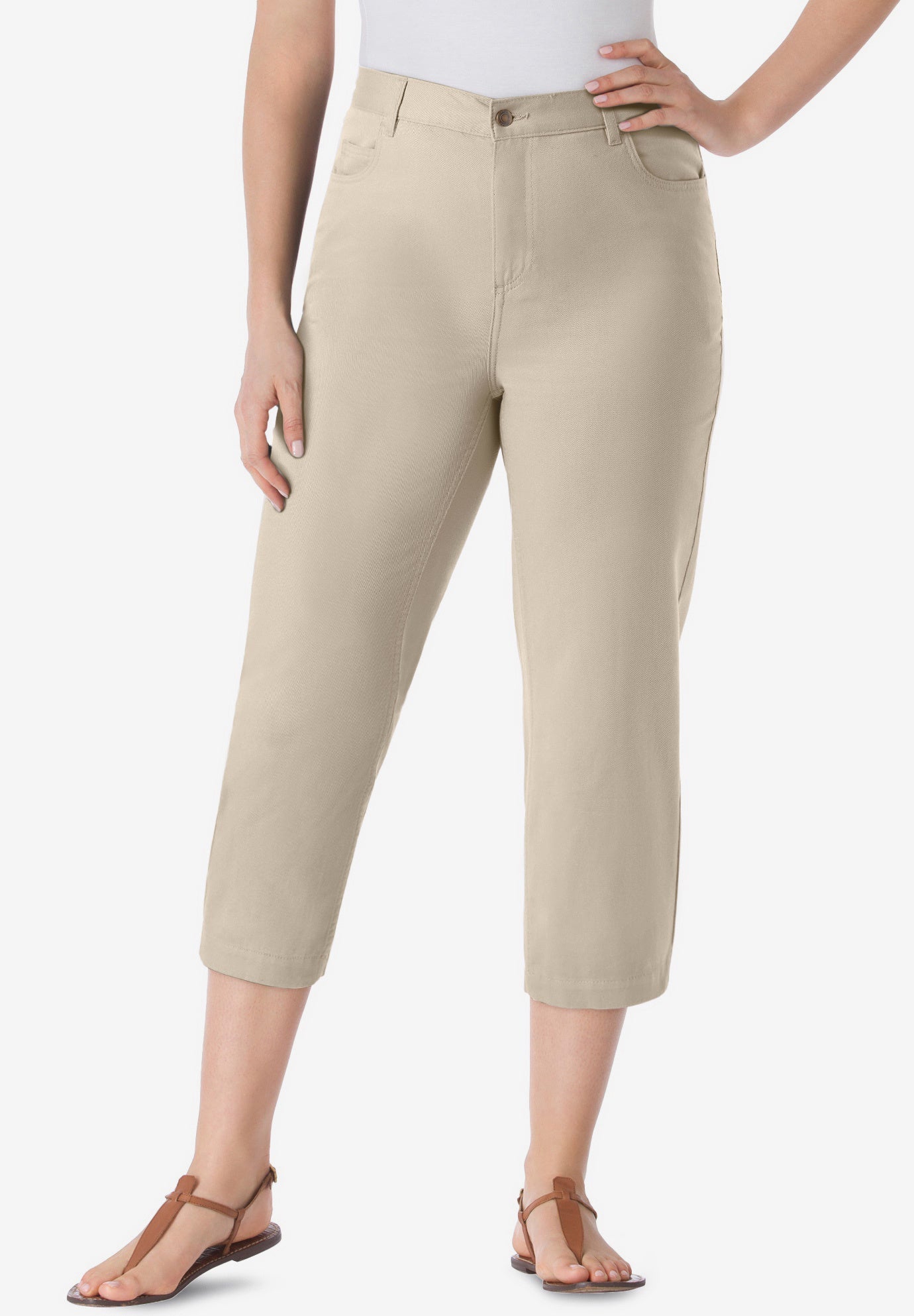 Perfect 5-Pocket Back-Elastic Denim Capri image number 0