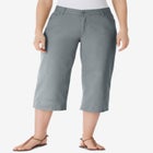 Perfect 5-Pocket Back-Elastic Denim Capri image number null