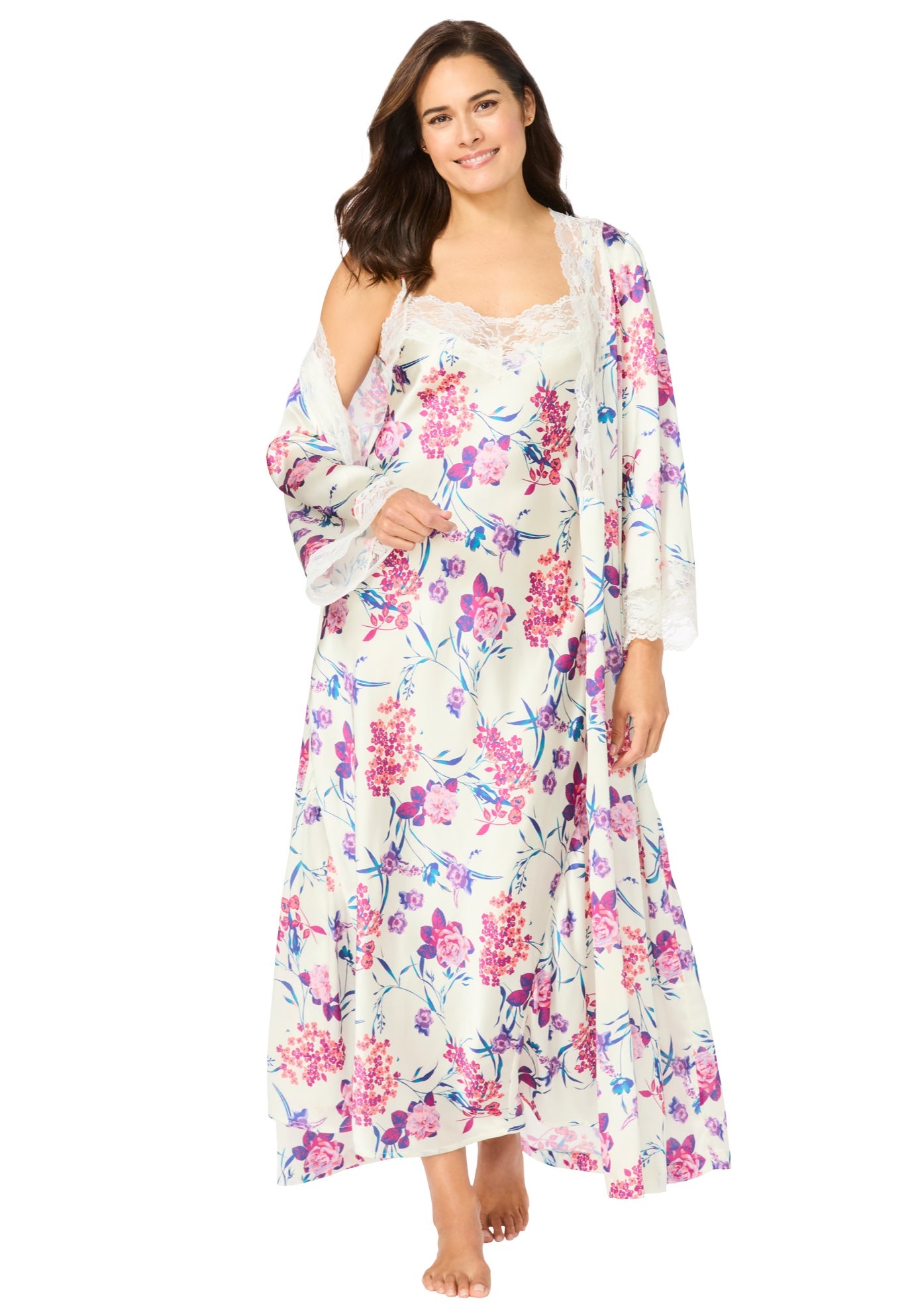 The Luxe Satin Long Peignoir Set image number 0