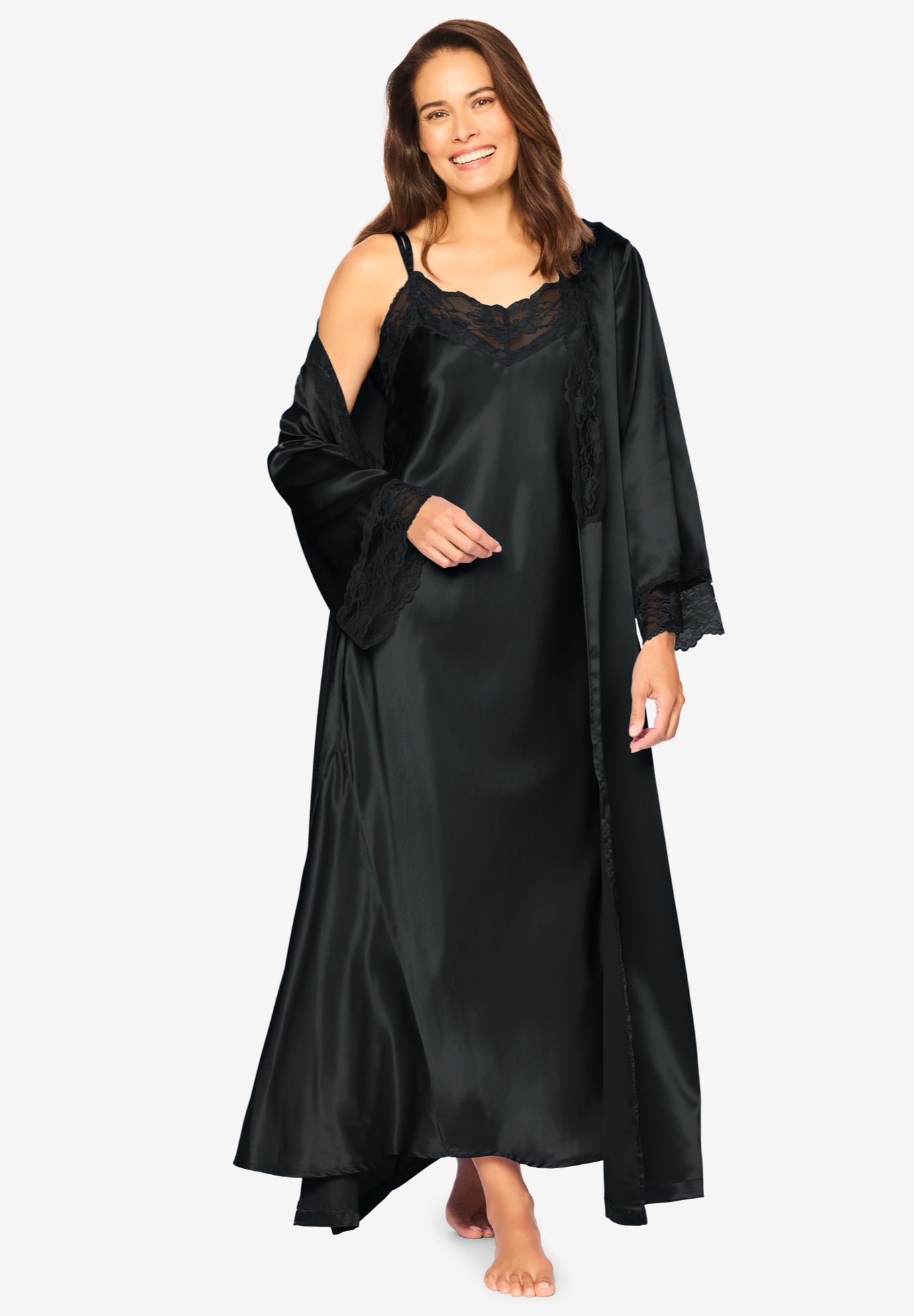 The Luxe Satin Long Peignoir Set image number 0