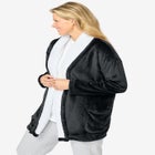 Sherpa Lined Collar Microfleece Bed Jacket  image number null