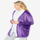 Sherpa Lined Collar Microfleece Bed Jacket  image number null