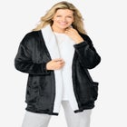 Sherpa Lined Collar Microfleece Bed Jacket  image number null