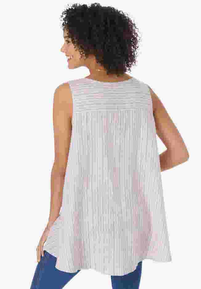 Button-Front Linen Tank image number 1