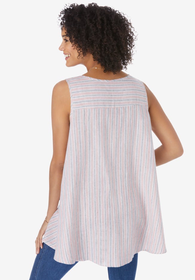 Button-Front Linen Tank image number 1