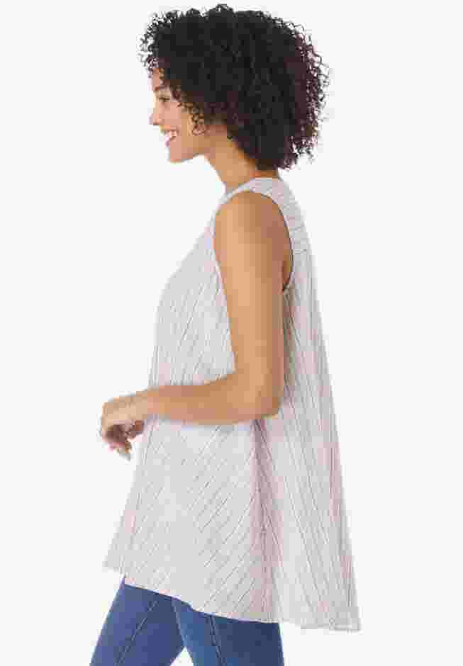 Button-Front Linen Tank image number 2