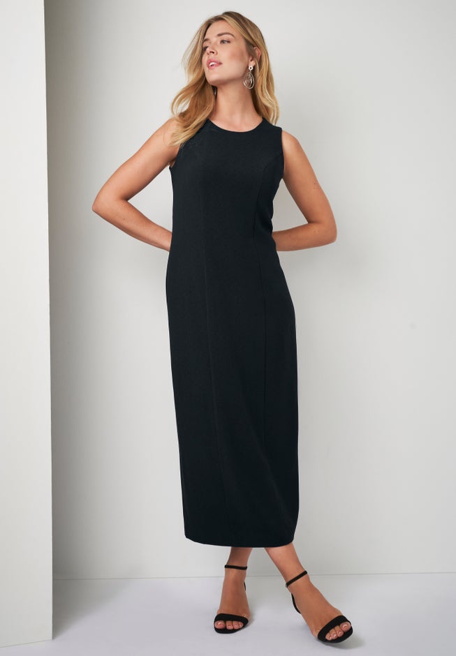 2-Piece Stretch Crepe Single-Breasted Maxi Jacket Dress image number 1