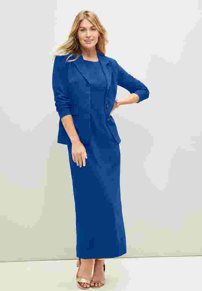 2-Piece Stretch Crepe Single-Breasted Maxi Jacket Dress image number 0