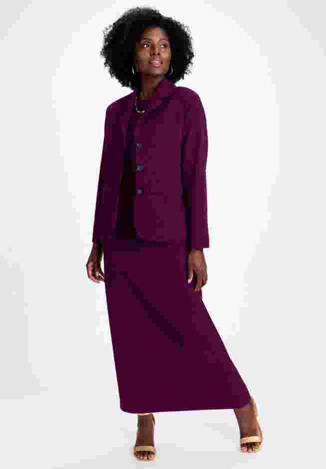2-Piece Stretch Crepe Single-Breasted Maxi Jacket Dress image number 0