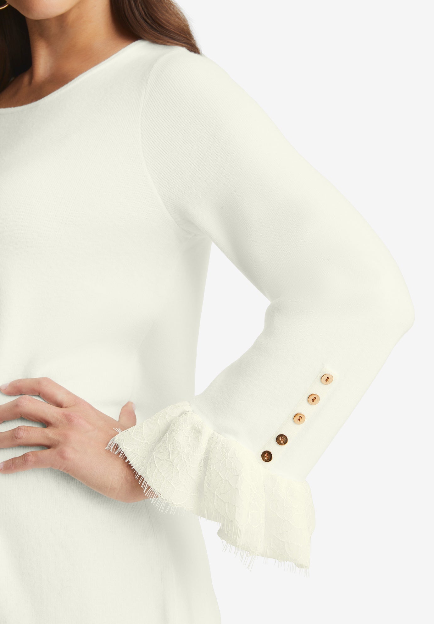 Lace Cuff Pullover image number 3