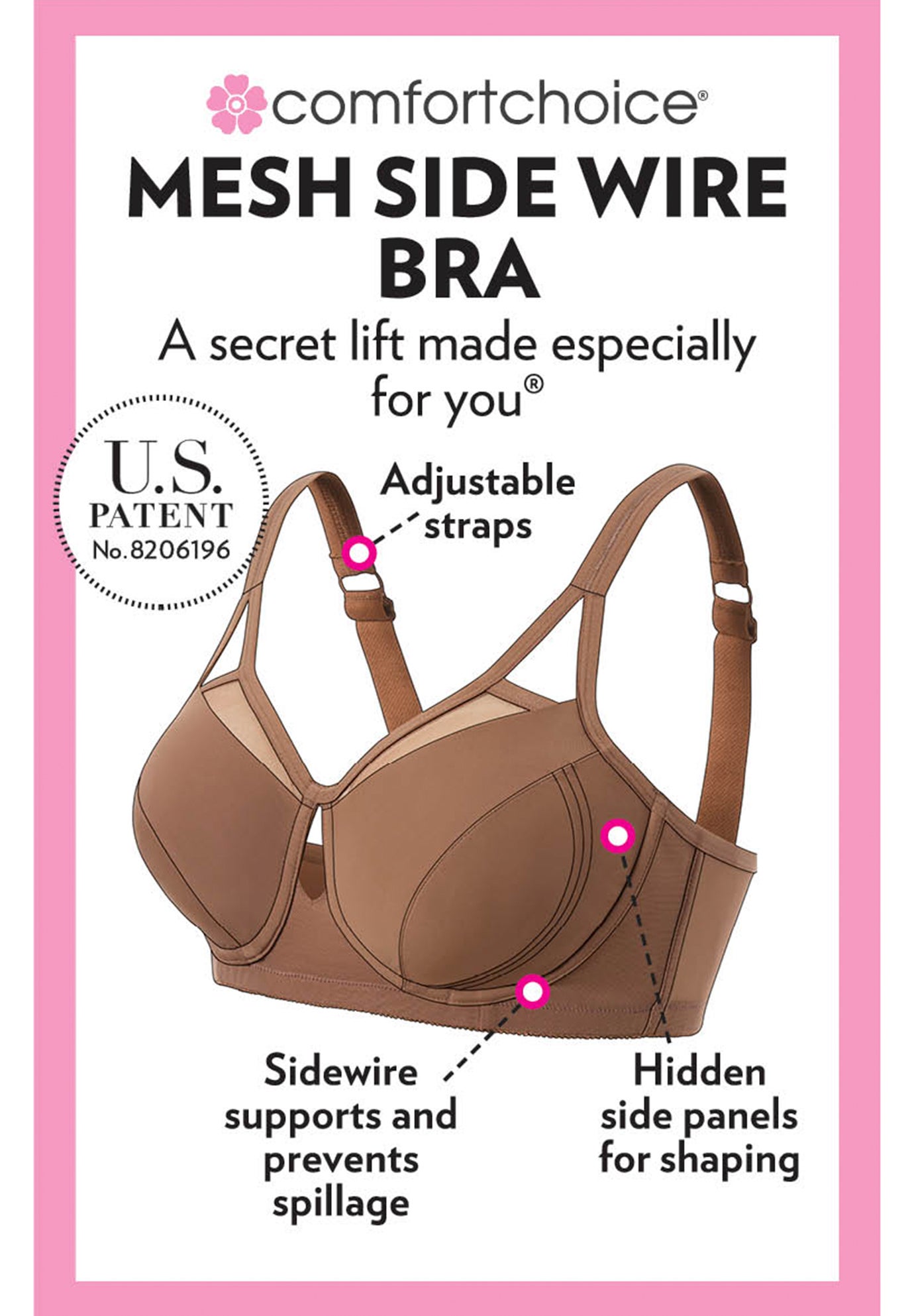 Full Coverage Mesh Side Wire Bra image number 3