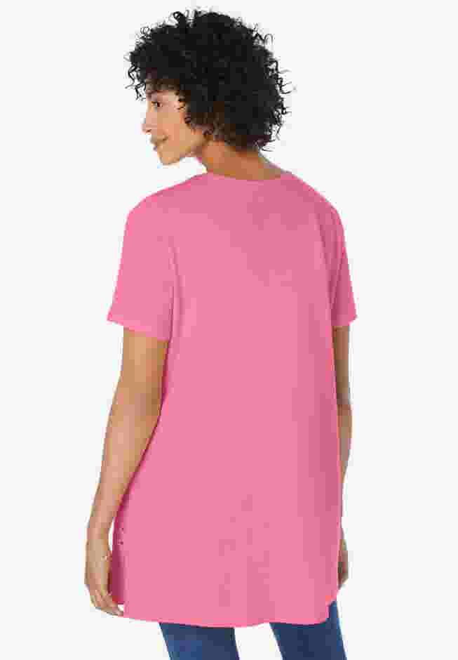 Embroidered Eyelet Pintucked Tunic image number 1