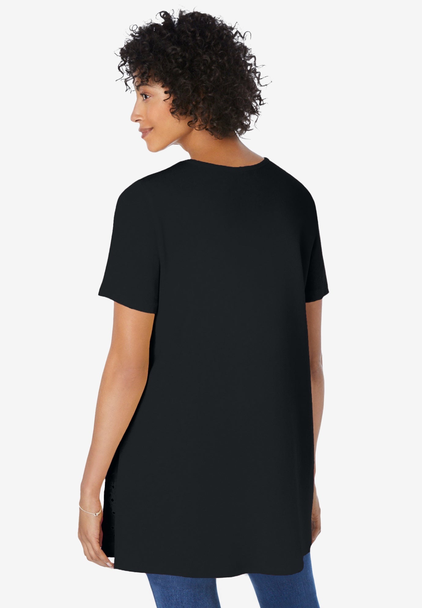 Embroidered Eyelet Pintucked Tunic image number 1