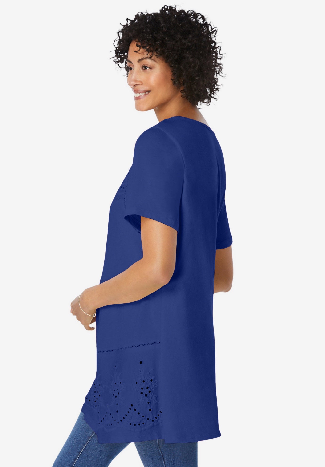 Embroidered Eyelet Pintucked Tunic image number 2