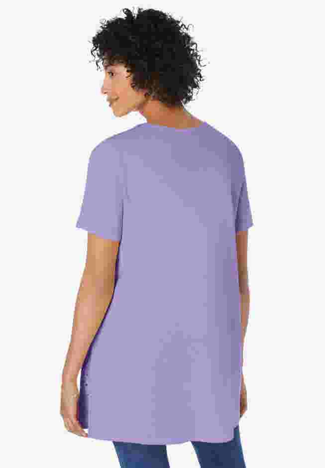 Embroidered Eyelet Pintucked Tunic image number 1