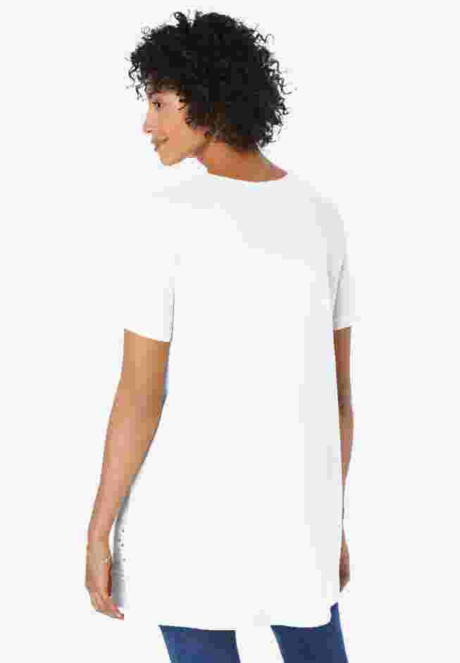 Embroidered Eyelet Pintucked Tunic image number 1