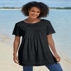 Embroidered Eyelet Pintucked Tunic image number null