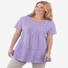 Embroidered Eyelet Pintucked Tunic image number null