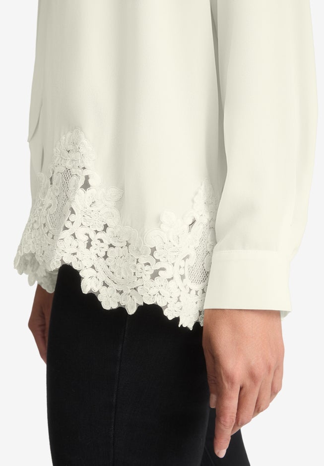 Lace Trim Bow Blouse image number 2