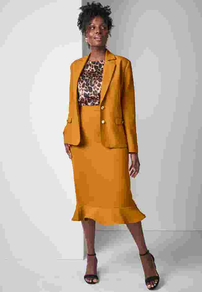 2-Piece Stretch Crepe Peplum Skirt Suit image number 0