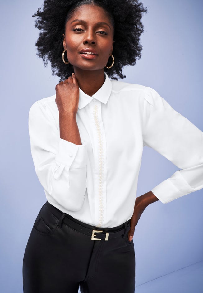 Georgette Pearl Trim Blouse image number 5