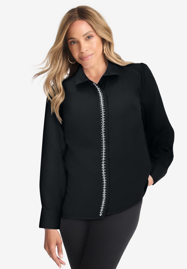 Georgette Pearl Trim Blouse image number 0