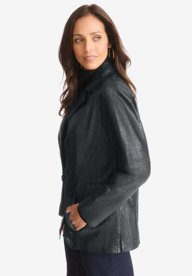 Croc Leather Blazer image number 3
