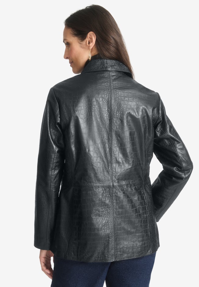 Croc Leather Blazer image number 4