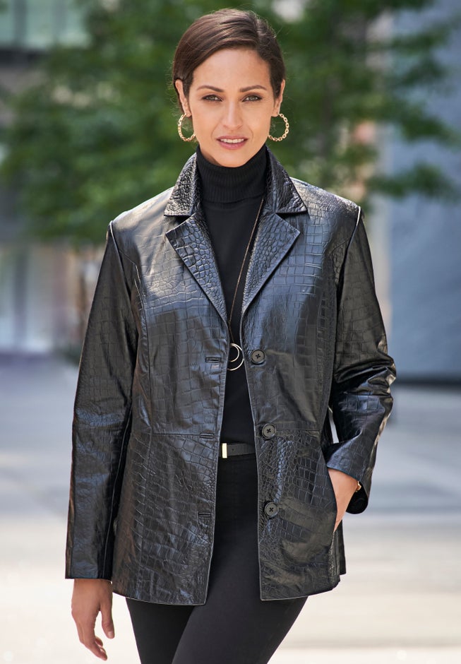 Croc Leather Blazer image number 5