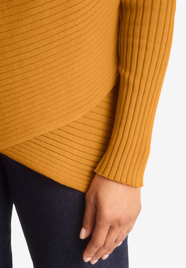 Ribbed Crossover Crewneck image number null