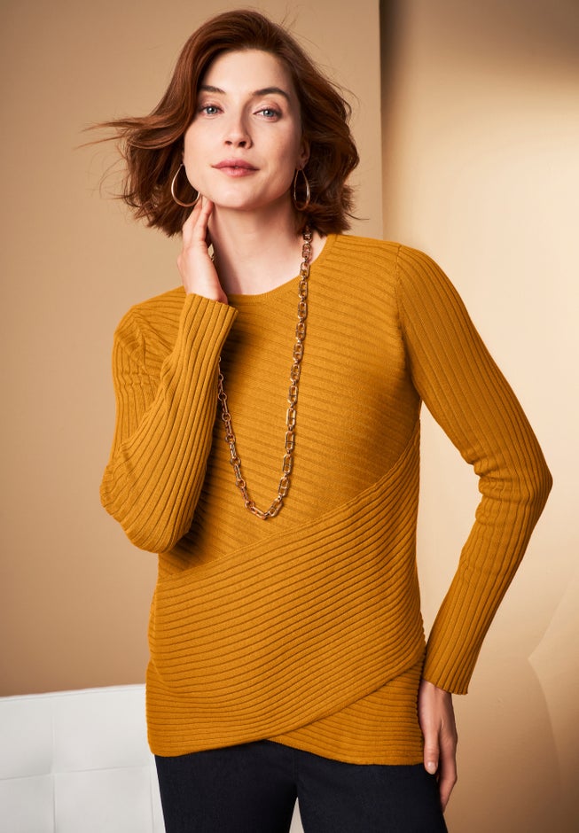 Ribbed Crossover Crewneck image number null