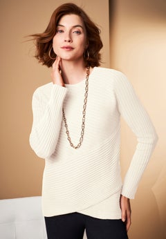 Ribbed Crossover Crewneck