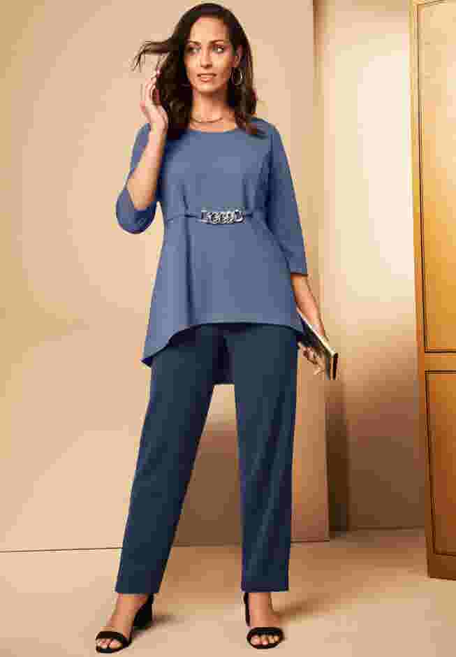Stretch Knit Crepe Straight Leg Pants image number 3