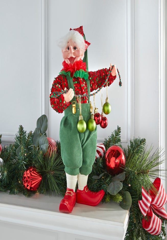 16"H Elf With Ornament Garland image number 1