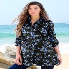 Kate Long-Sleeve Crisp Cotton-Blend Button-Front Tunic image number null