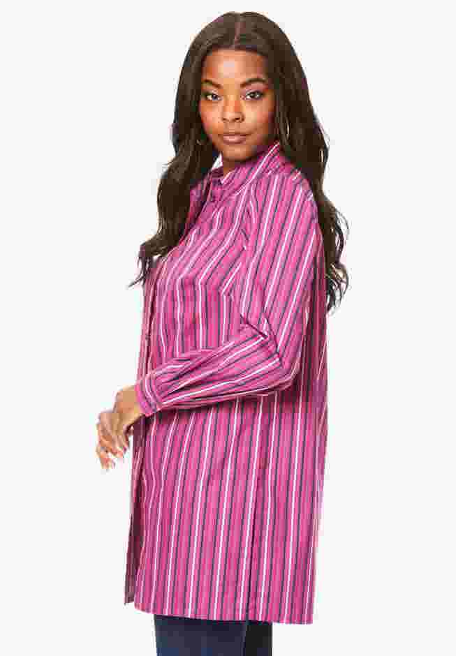Plus Size Kate Tunic Shirt – Long Sleeve Classic Button-Down with Flowy, Longline Fit image number 3