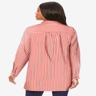 Plus Size Kate Long Sleeve Tunic Easy Cotton-Blend Button-Front Shirt image number null
