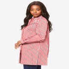 Plus Size Kate Long Sleeve Tunic Easy Cotton-Blend Button-Front Shirt image number null