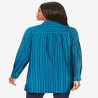 Plus Size Kate Long Sleeve Tunic Easy Cotton-Blend Button-Front Shirt image number null