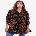 Plus Size Kate Long Sleeve Tunic Easy Cotton-Blend Button-Front Shirt image number null