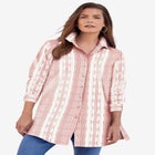 Plus Size Kate Long Sleeve Tunic Easy Cotton-Blend Button-Front Shirt image number null
