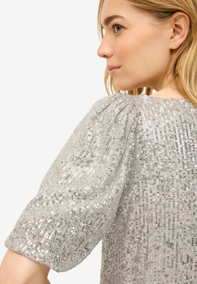 All-Over Sequin Blouson Sleeve Top image number null
