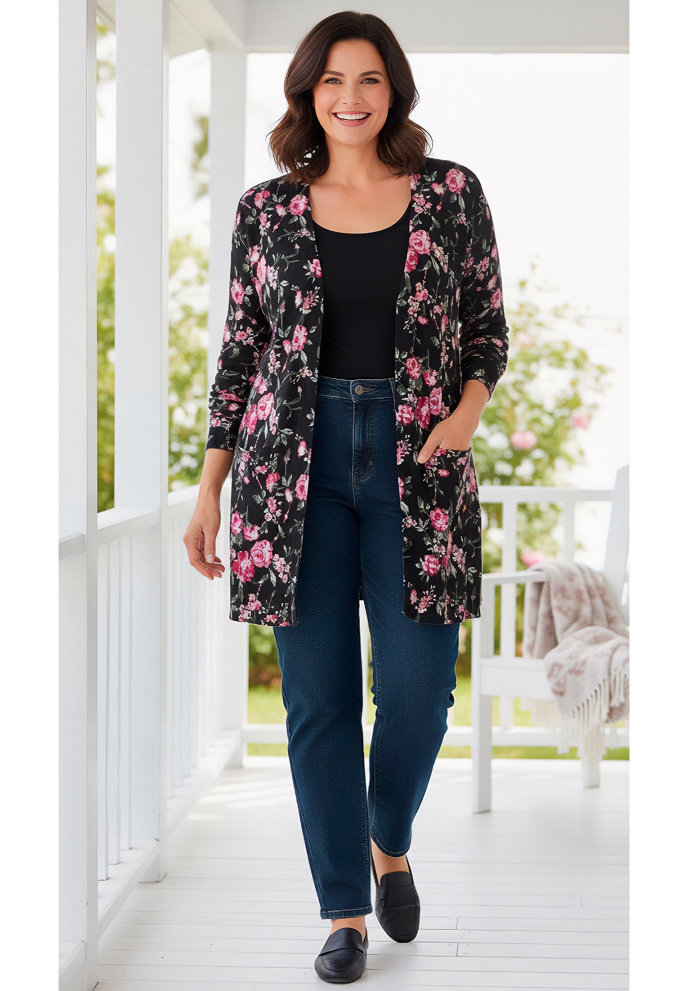 Perfect Longer-Length Cotton Cardigan Sweater image number 0